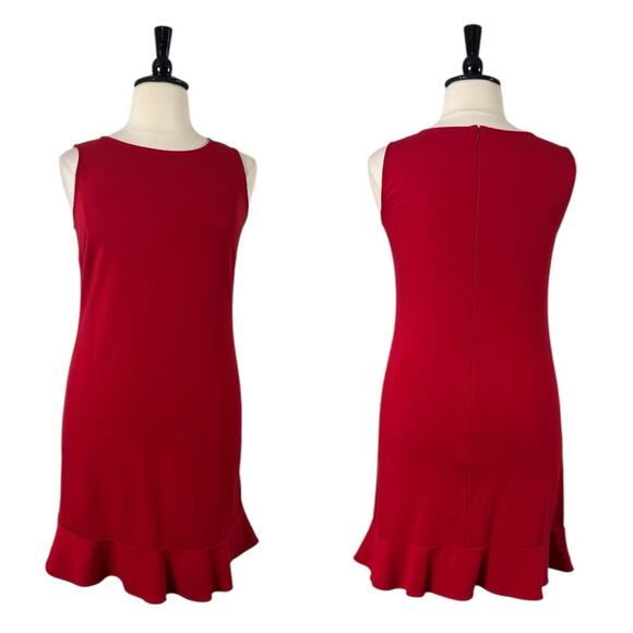 Lands’ End Shift Dress Ruffle Hem Ponte Knit Cherry Red Women’s Plus Size 14 - Picture 11 of 11